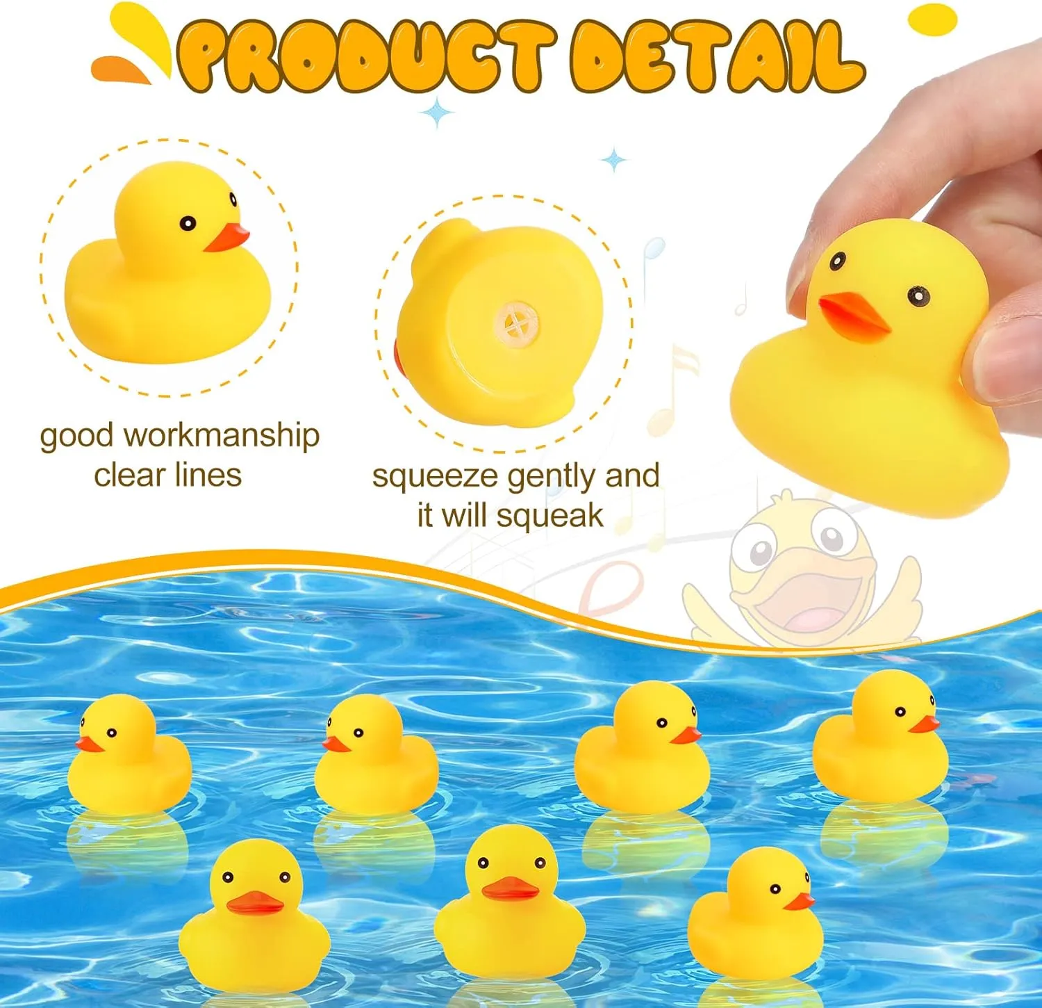 Zhanmai 300 Pcs Rubber Duck Bath Toys, Mini Float Squeak Ducks Bulk for Tiny Baby Shower Preschool Bathtub Toy Pool Party Supplies Birthday, Yellow(1.57 x 1.77 x 1.77 Inch)