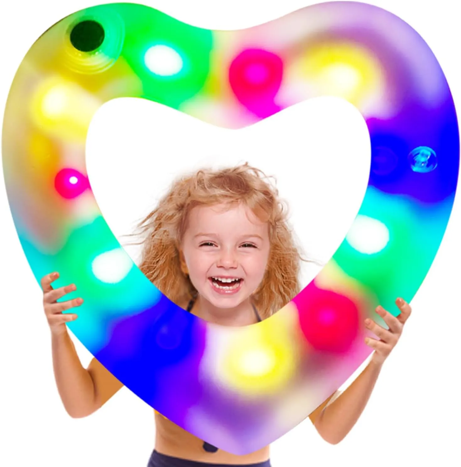 ZHUYNXIR Heart Swimming Pool Float Loungers Tube, Water Fun Beach Party Toys for Kids，Birthday Scene Layout Props.