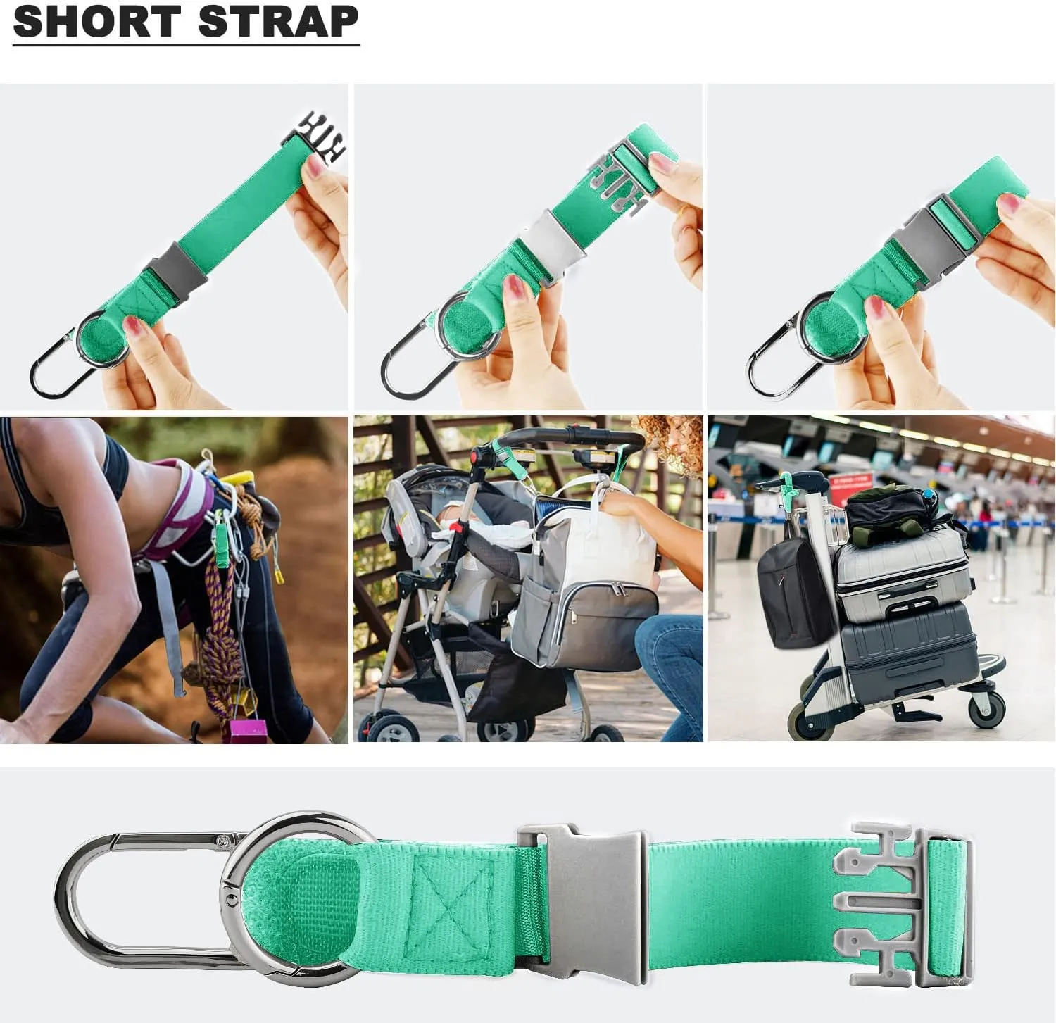 ZINZ Elastic Jacket Gripper Travel Strap with D-Ring Hooks and Buckle, Suitcase Straps Belts Travel Accessories, Makes Your Hands Free